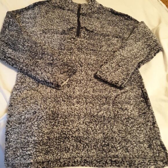 Sherpa 1/4 Zip Womens M Black and White mix Love & Harmony Tunic Length Ex Cond - Picture 1 of 8